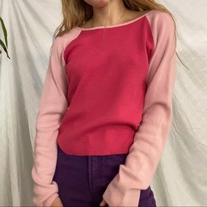 Vintage Pink Color Block Sweater